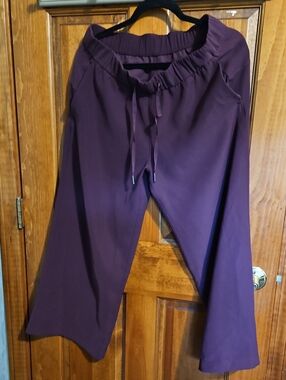 Wide Leg Drawstring Pants in Deep Plum